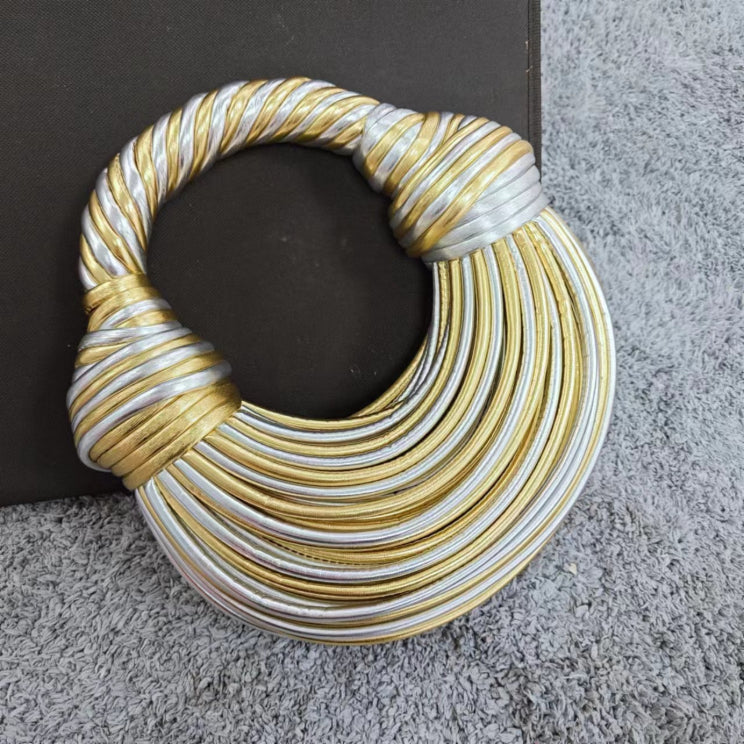 Women's Fashion Solid Color Handmade Woven Handbag