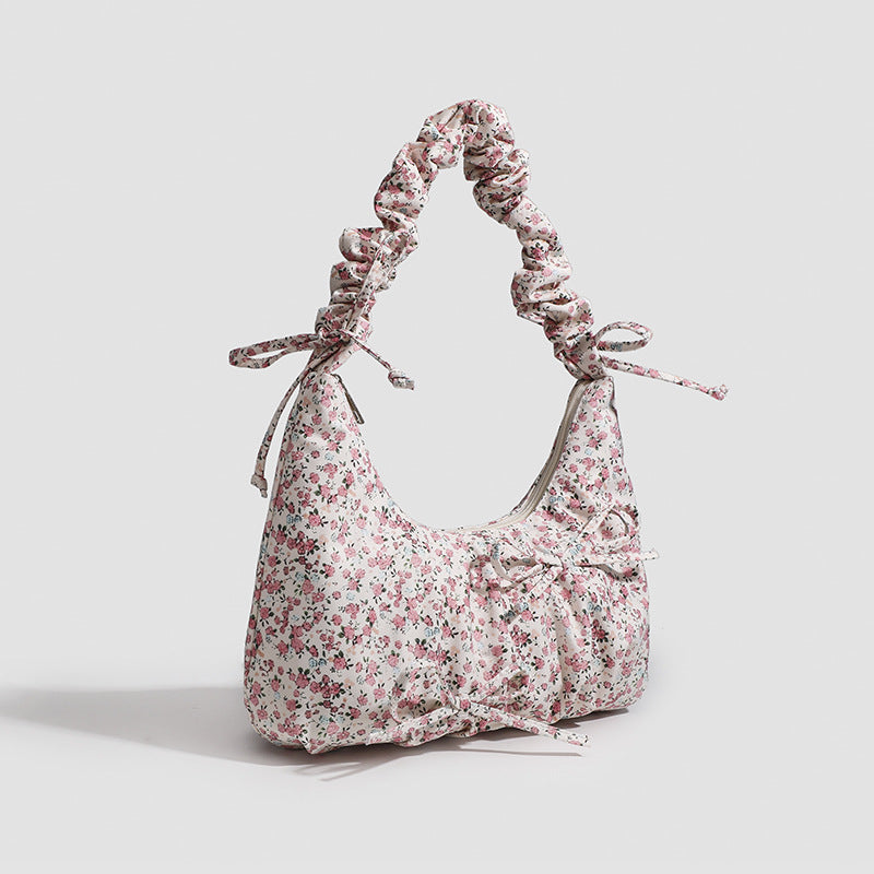 Womens Floral Crossbody Bag With Bow Accent